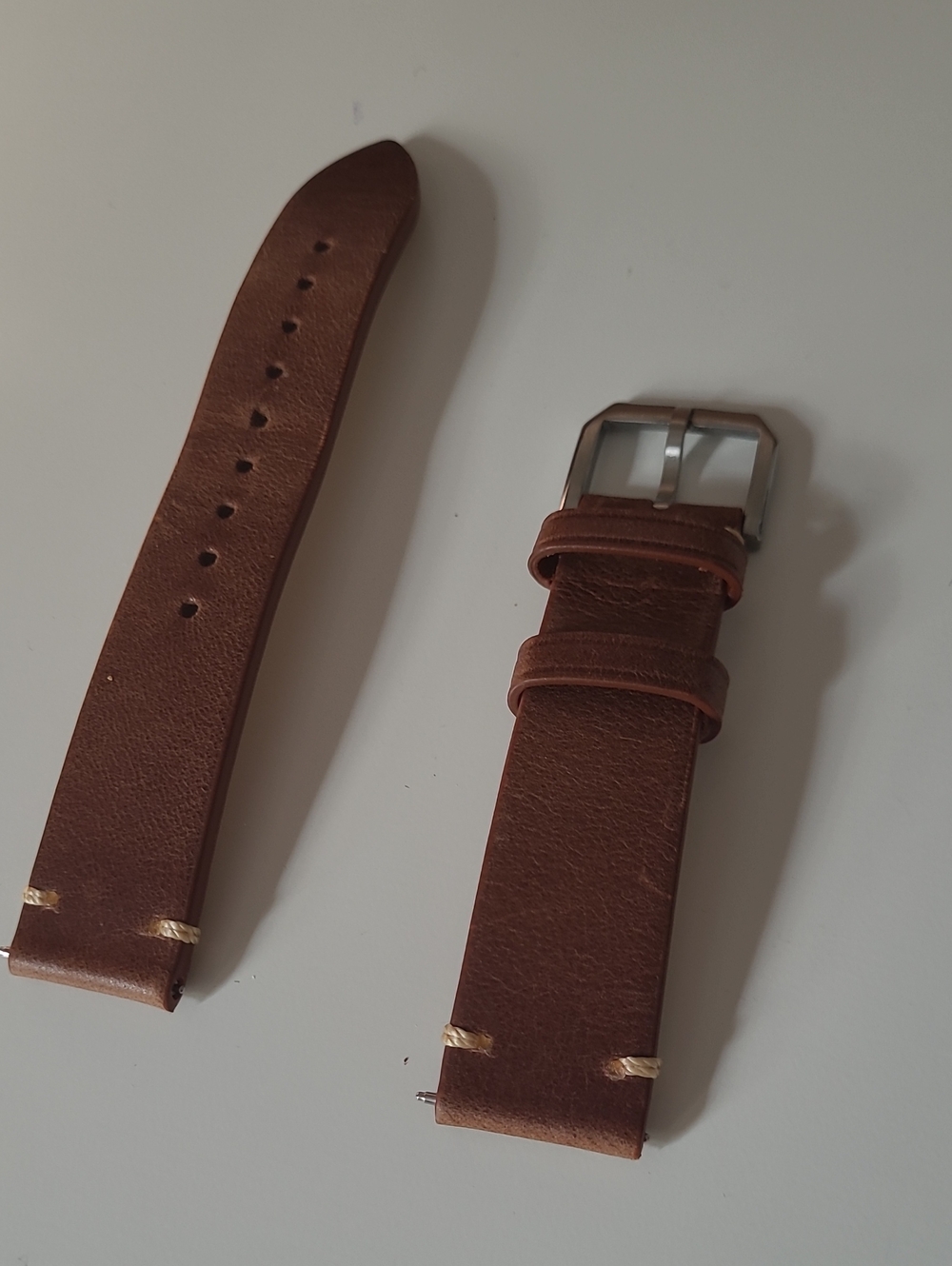 Brown 20mm Leather Watch Strap with Silver Buckle